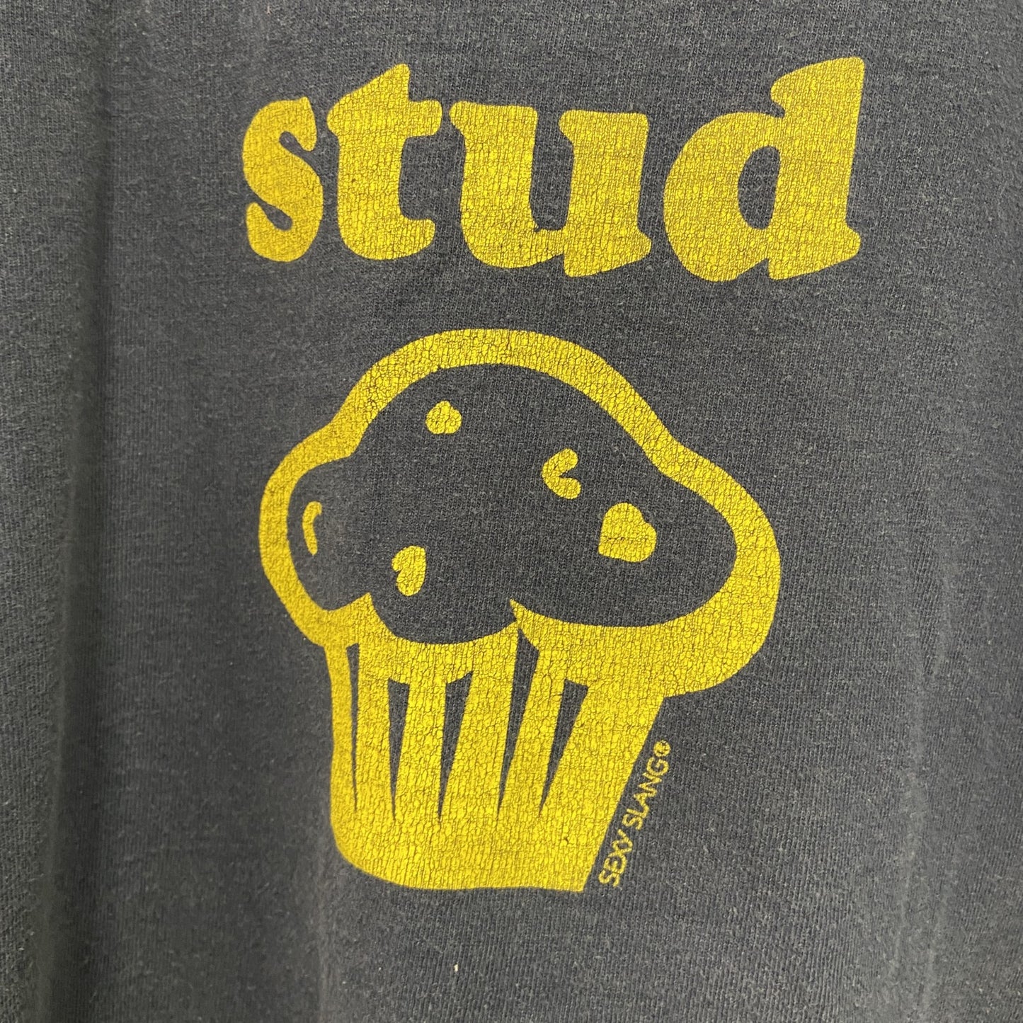 Hanes　ヘインズ　半袖プリントTシャツ　Stud Muffin　紺　ネイビー　Mサイズ