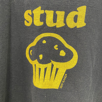 Hanes　ヘインズ　半袖プリントTシャツ　Stud Muffin　紺　ネイビー　Mサイズ