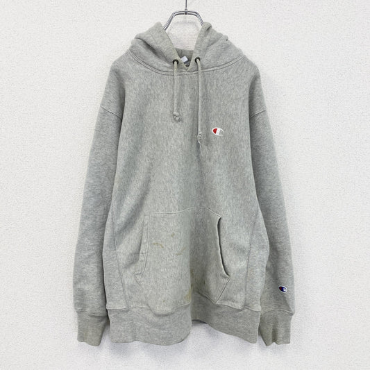 Champion　チャンピオン　リバースウィーブ　スウェットパーカー/フーディー　刺繍ロゴ　現行　灰色　グレー　Lサイズ