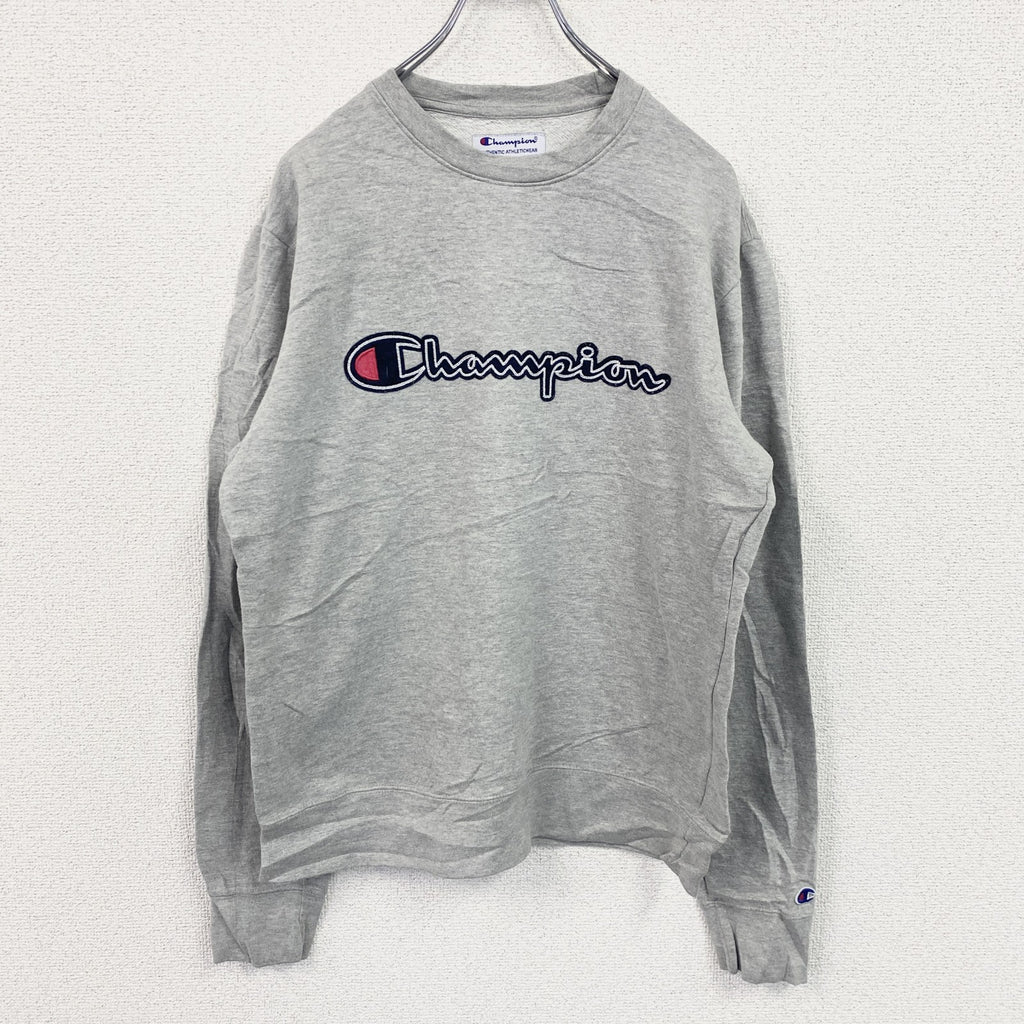 champion　チャンピオン　スウェット/トレーナー　ワッペン　クルーネック　現行　灰色　グレー　Sサイズ