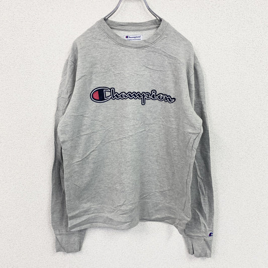 champion　チャンピオン　スウェット/トレーナー　ワッペン　クルーネック　現行　灰色　グレー　Sサイズ