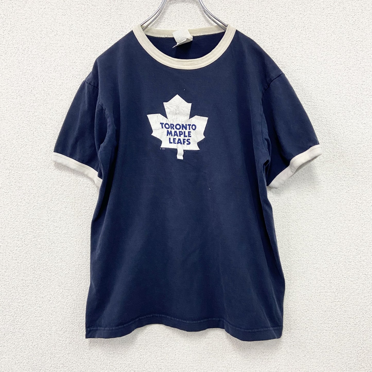 BULLETIN　NHL　半袖リンガーTシャツ　Toronto Maple Leafs　カナダ　紺　ネイビー　Mサイズ