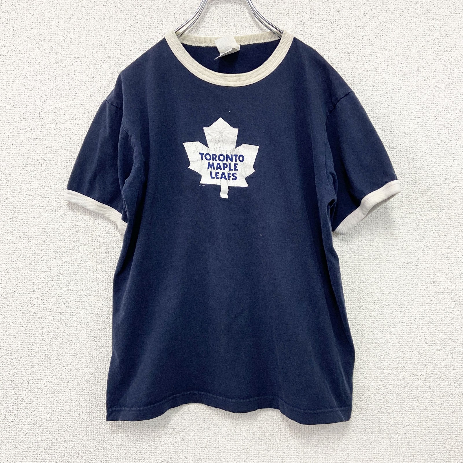 BULLETIN　NHL　半袖リンガーTシャツ　Toronto Maple Leafs　カナダ　紺　ネイビー　Mサイズ