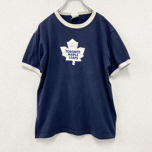 BULLETIN　NHL　半袖リンガーTシャツ　Toronto Maple Leafs　カナダ　紺　ネイビー　Mサイズ