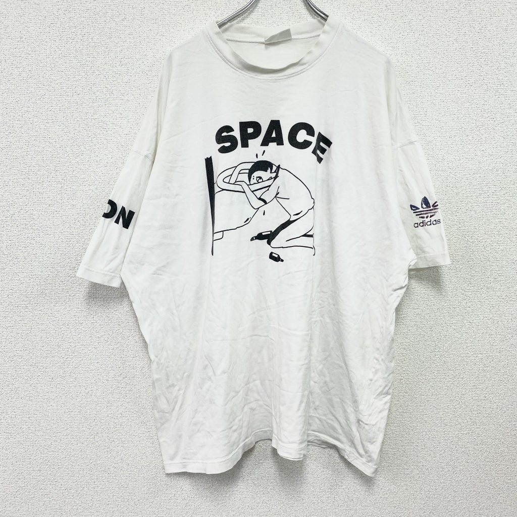 ～90s　adidas　アディダス　半袖プリントTシャツ　ヴィンテージ　白　ホワイト　XLサイズ