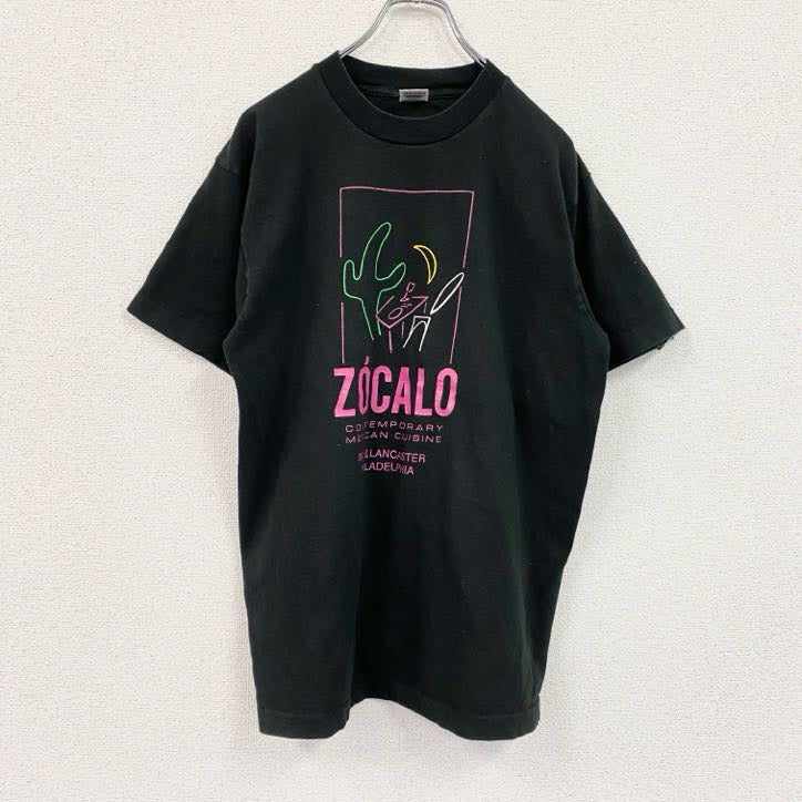 FRUIT OF THE LOOM　90s　半袖プリントTシャツ　シングルステッチ　黒　ブラック　Lサイズ