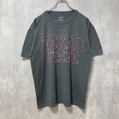 古着 used　RUSSELL ラッセル　TEXAS STATE　半袖カレッジプリントTシャツ　グレー　大学　Sサイズ