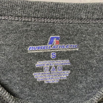 古着 used　RUSSELL ラッセル　TEXAS STATE　半袖カレッジプリントTシャツ　グレー　大学　Sサイズ