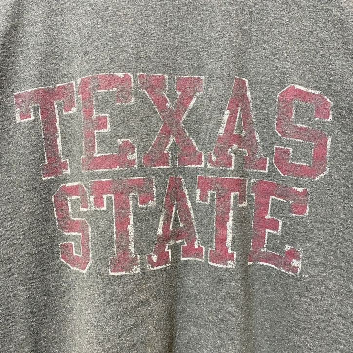 古着 used　RUSSELL ラッセル　TEXAS STATE　半袖カレッジプリントTシャツ　グレー　大学　Sサイズ