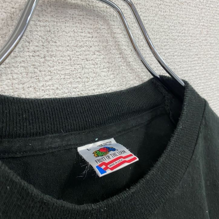 FRUIT OF THE LOOM　90s　半袖プリントTシャツ　シングルステッチ　黒　ブラック　Lサイズ