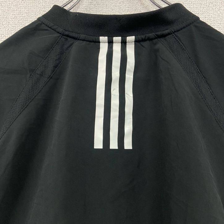 adidas　アディダス　半袖　ハーフジップナイロンジャケット　黒　ブラック　Lサイズ
