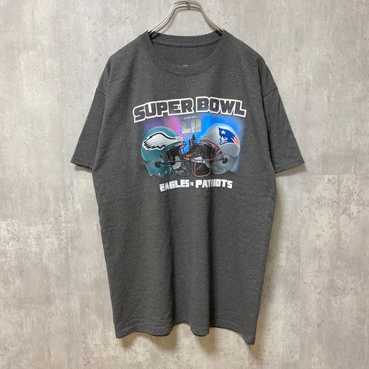 古着 used　NFL　SUPER BOWL　アメフト　半袖プリントTシャツ　グレー　スポーツ　レトロデザイン　Lサイズ
