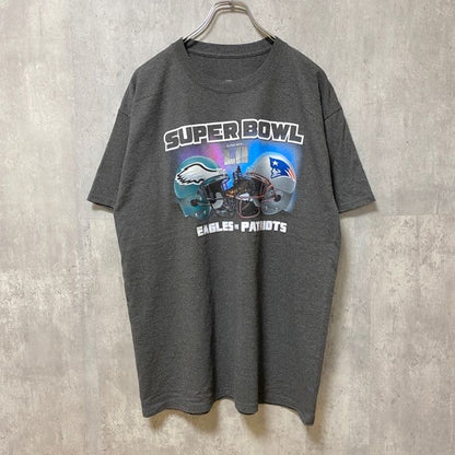 古着 used　NFL　SUPER BOWL　アメフト　半袖プリントTシャツ　グレー　スポーツ　レトロデザイン　Lサイズ