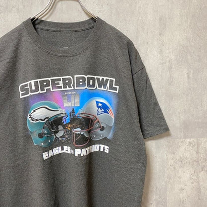 古着 used　NFL　SUPER BOWL　アメフト　半袖プリントTシャツ　グレー　スポーツ　レトロデザイン　Lサイズ