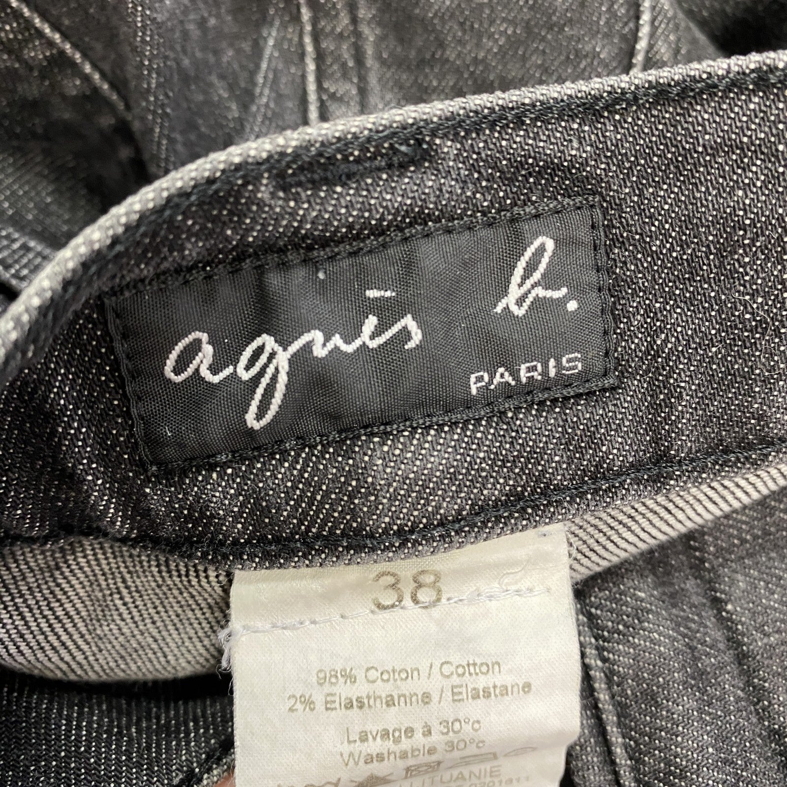 agnes b.　アニエスベー　デニムパンツジーンズ　ジップフライ　黒　ブラック　38サイズ
