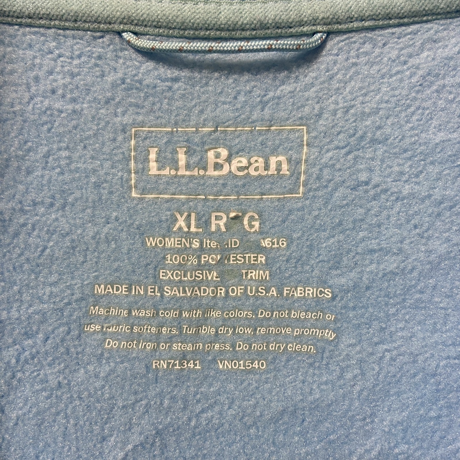 古着 used　L.L.Bean　エルエルビーン　ハイネックフルジップフリースベスト　ワンポイントロゴ刺繡　ブルー　XLサイズ