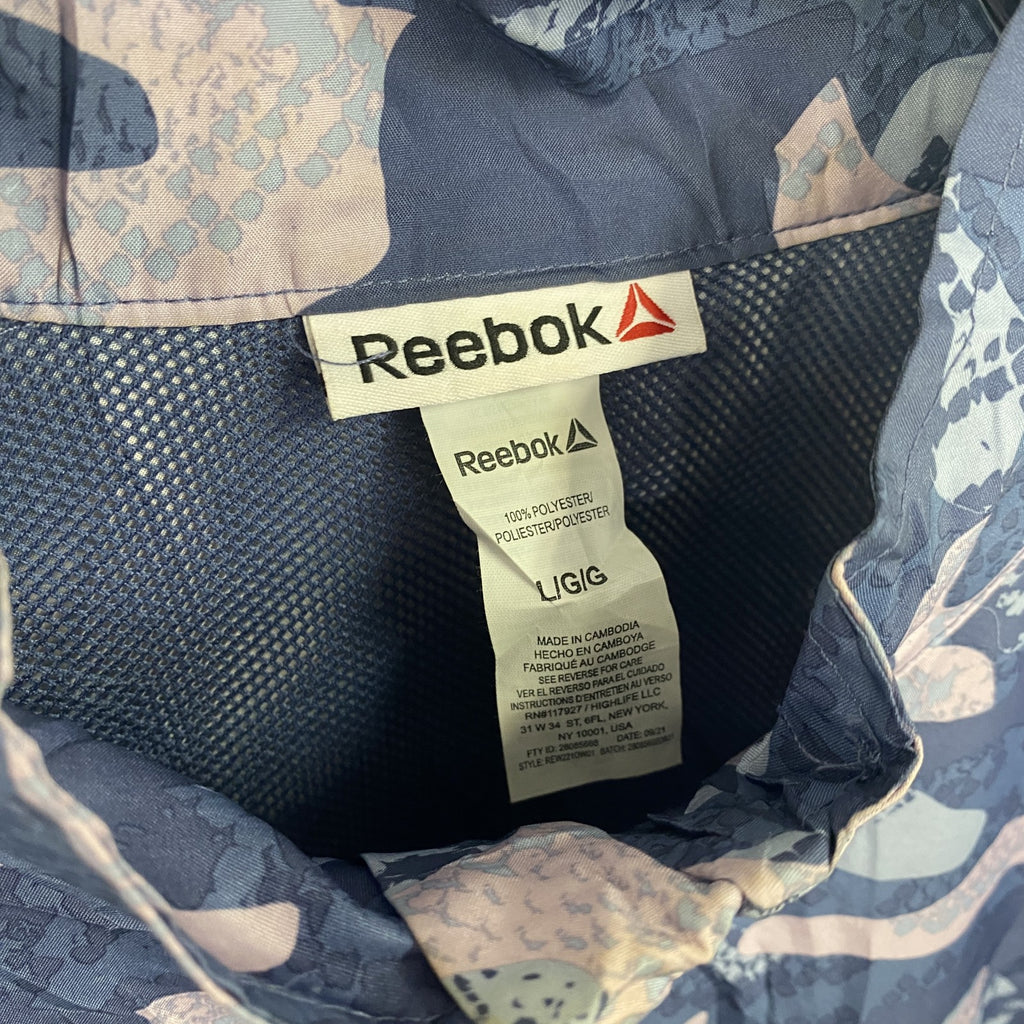 Reebok　リーボック　プルオーバージャケット　ハーフジップ　ワンポイント　カモ　ネイビー　Lサイズ