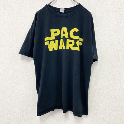 GILDAN　ギルダン　半袖プリントTシャツ　パロディT　PAC WARS　黒　ブラック　XLサイズ