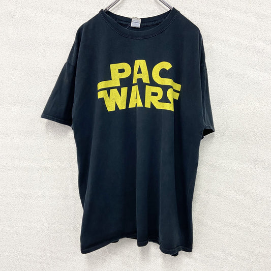 GILDAN　ギルダン　半袖プリントTシャツ　パロディT　PAC WARS　黒　ブラック　XLサイズ