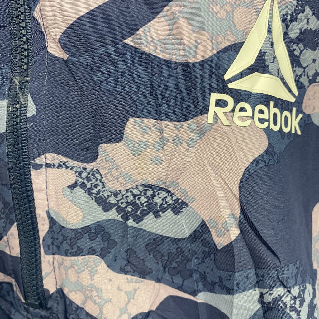 Reebok　リーボック　プルオーバージャケット　ハーフジップ　ワンポイント　カモ　ネイビー　Lサイズ