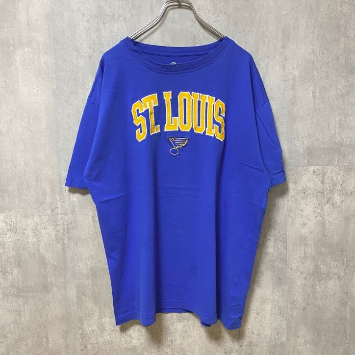 古着 used　NHL　ST.LOUIS　アイスホッケー　半袖刺繍Tシャツ　青　ブルー　スポーツ　オーバーサイズ　XLサイズ
