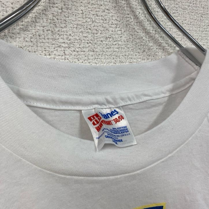90s　Hanes　ヘインズ　半袖プリントTシャツ　ヴィンテージ　シングルステッチ　白　ホワイト　Lサイズ