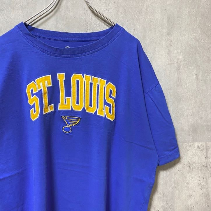 古着 used　NHL　ST.LOUIS　アイスホッケー　半袖刺繍Tシャツ　青　ブルー　スポーツ　オーバーサイズ　XLサイズ