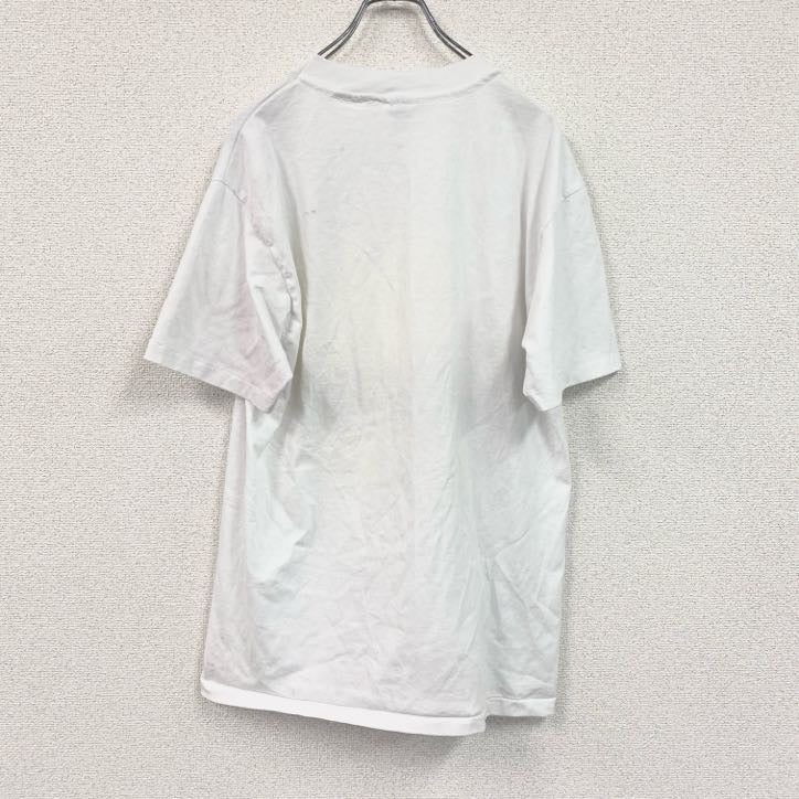 90s　Hanes　ヘインズ　半袖プリントTシャツ　ヴィンテージ　シングルステッチ　白　ホワイト　Lサイズ