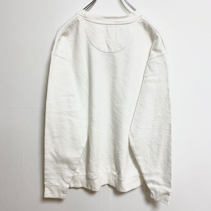 COTTONHERITAGE　スウェット/トレーナー　刺繍ロゴ　ポップデザイン　ワンポイント　クルーネック　白　ホワイト　Mサイズ