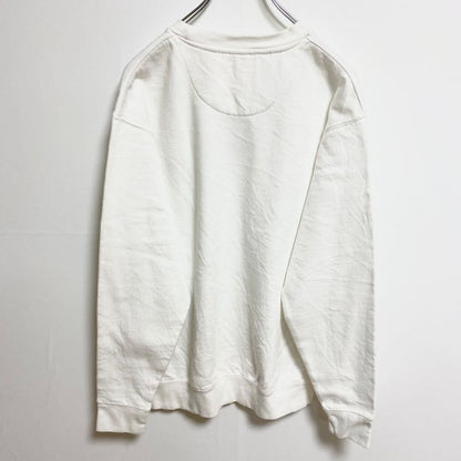 COTTONHERITAGE　スウェット/トレーナー　刺繍ロゴ　ポップデザイン　ワンポイント　クルーネック　白　ホワイト　Mサイズ