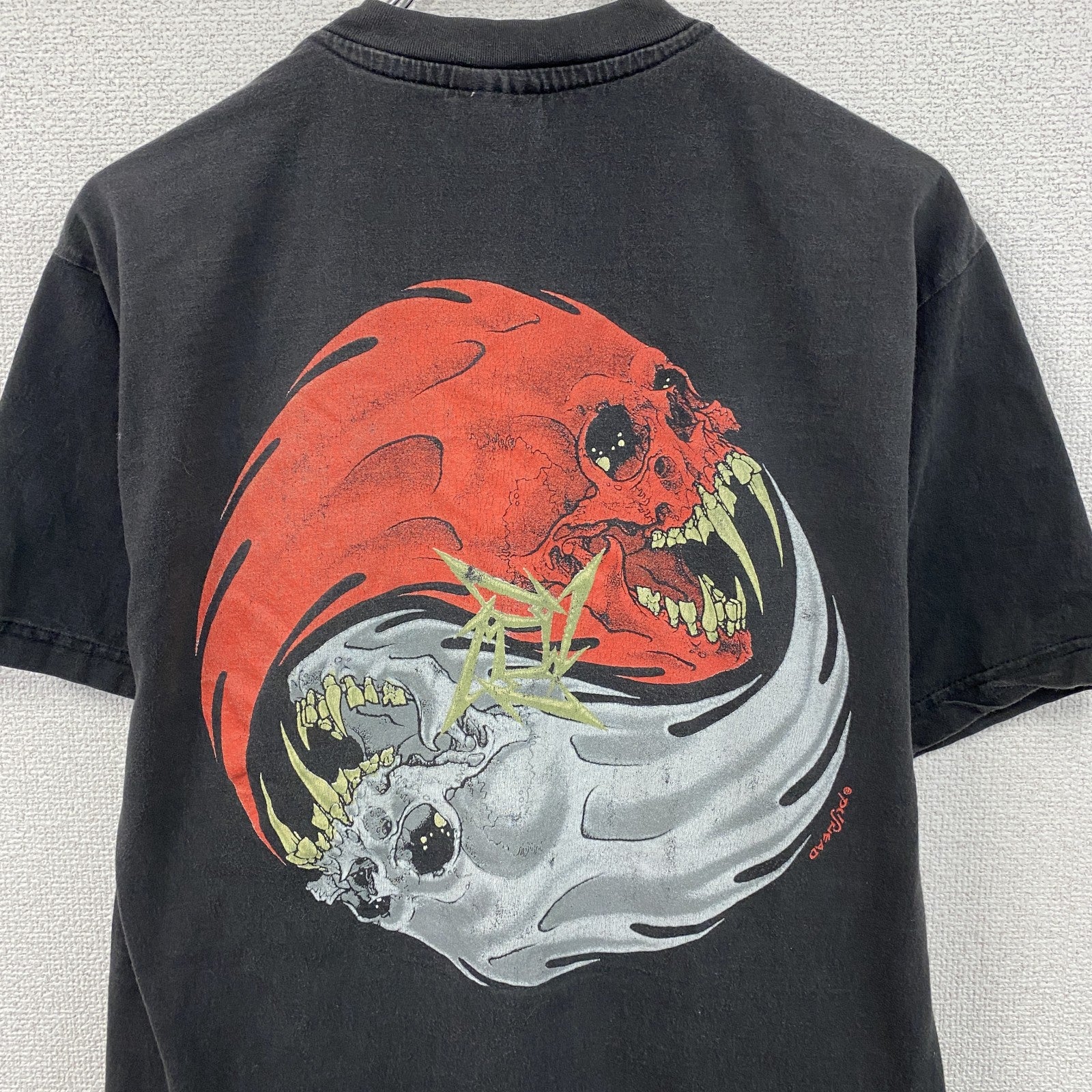90s～　Metallica　メタリカ　半袖プリントTシャツ　バンドT　REBEL SKULL　黒　ブラック　Lサイズ