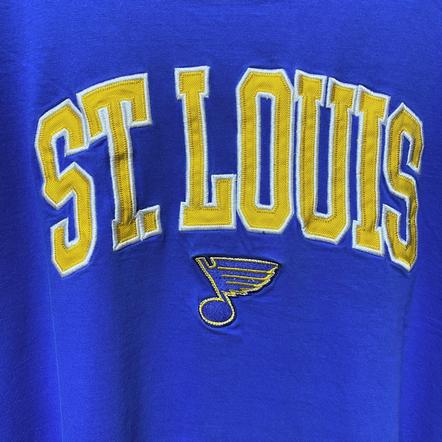 古着 used　NHL　ST.LOUIS　アイスホッケー　半袖刺繍Tシャツ　青　ブルー　スポーツ　オーバーサイズ　XLサイズ