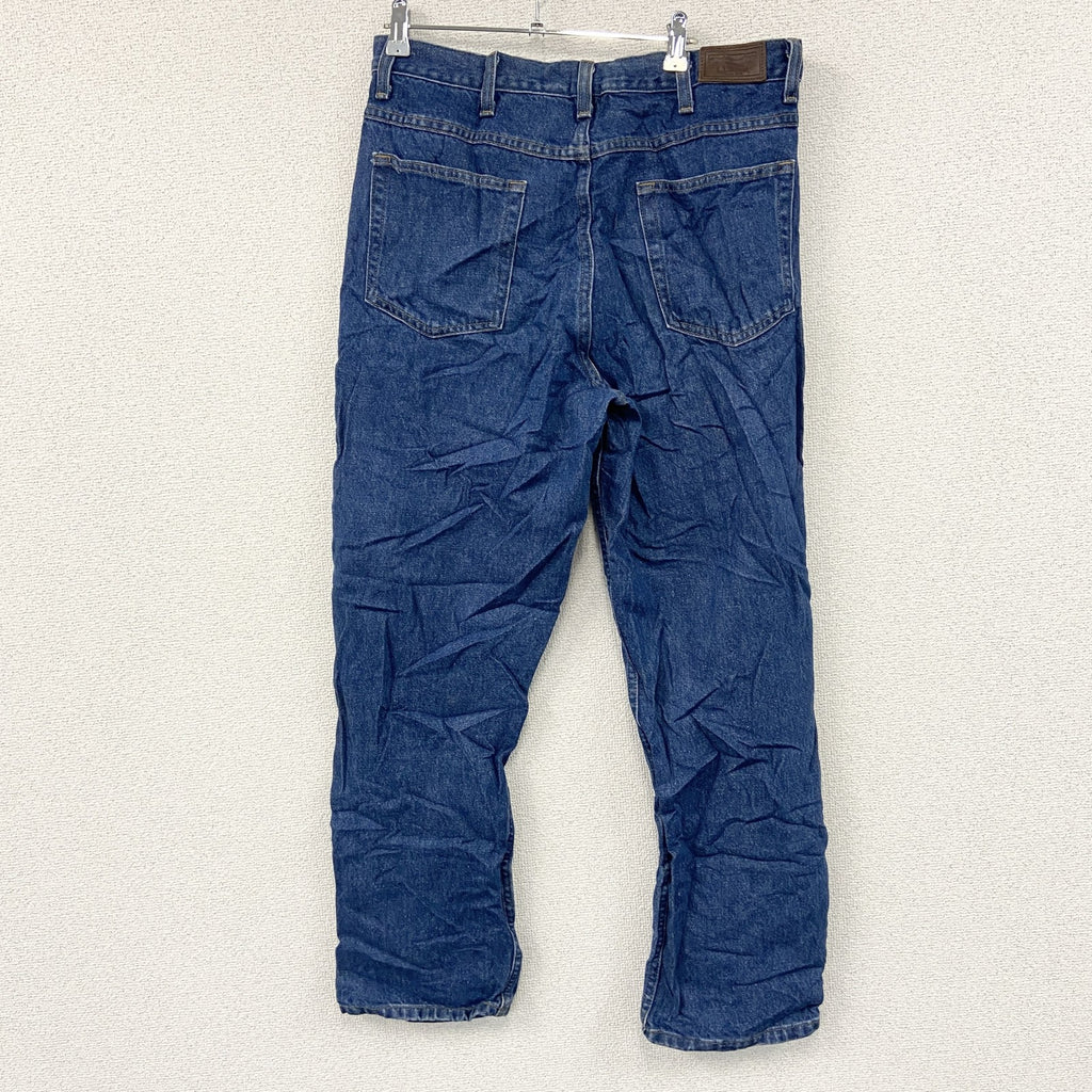 ～00s　L.L.Bean　エルエルビーン　デニムパンツ/ジーンズ　ジップフライ　革パッチ　ヴィンテージ　インディゴ　W34サイズ