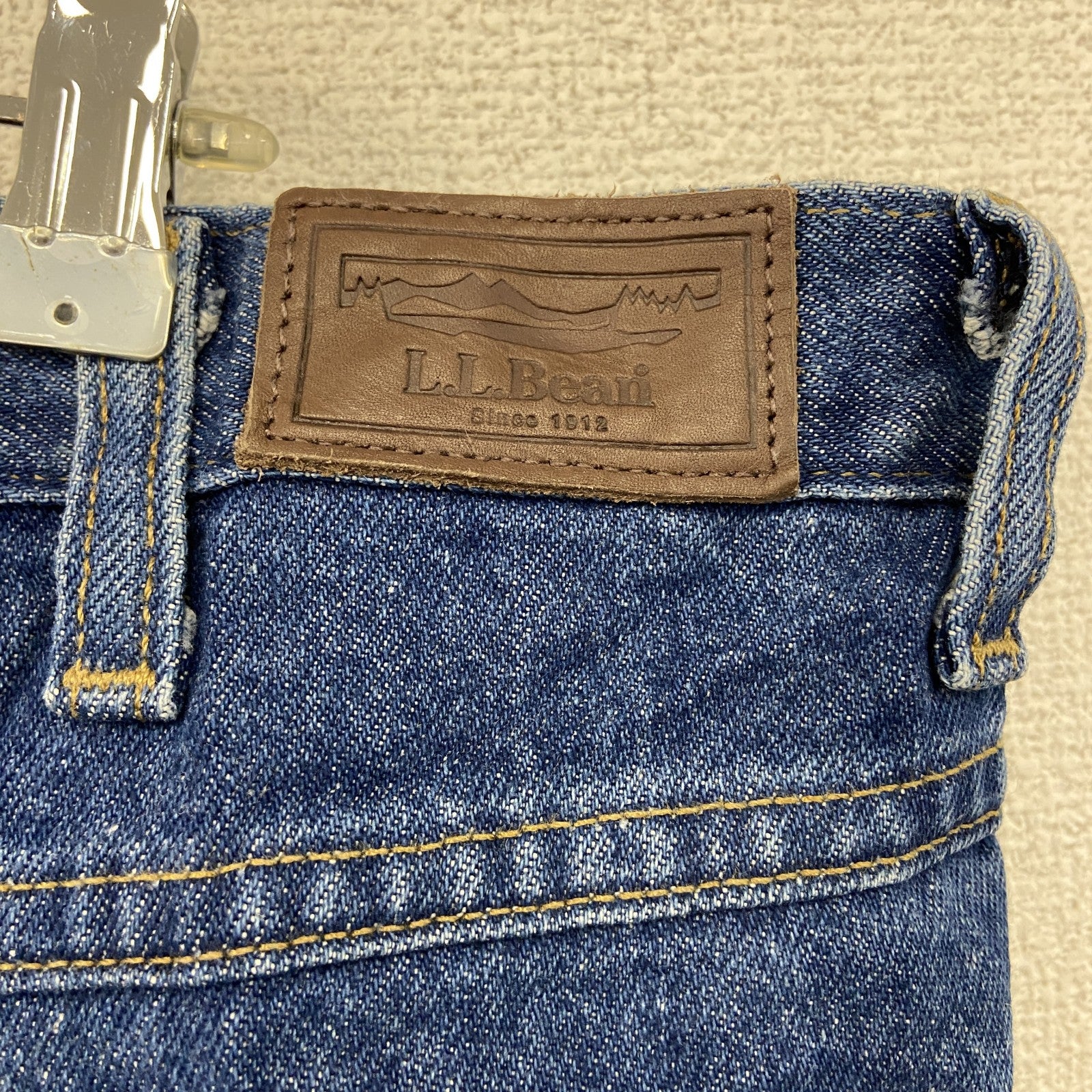 ～00s　L.L.Bean　エルエルビーン　デニムパンツ/ジーンズ　ジップフライ　革パッチ　ヴィンテージ　インディゴ　W34サイズ