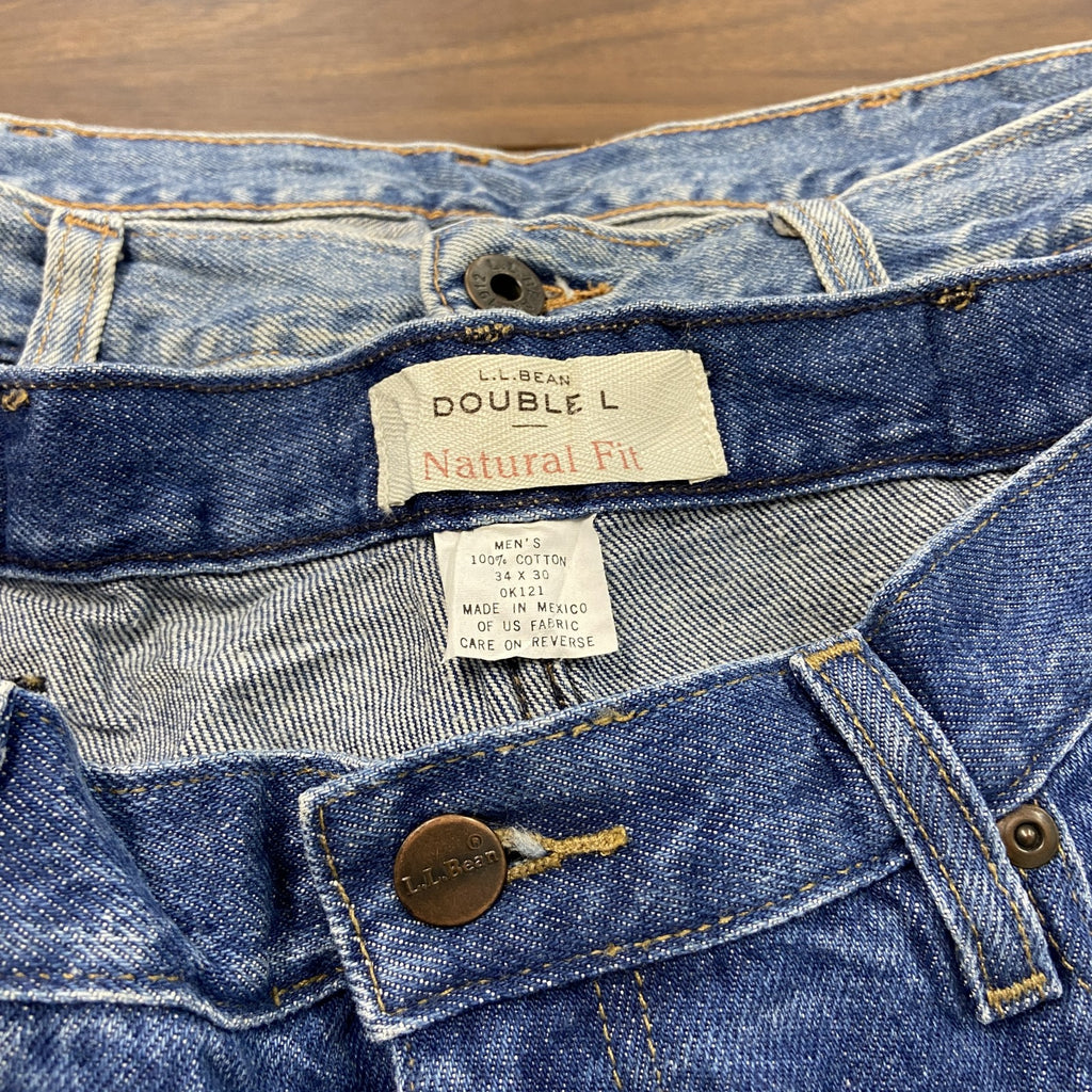 ～00s　L.L.Bean　エルエルビーン　デニムパンツ/ジーンズ　ジップフライ　革パッチ　ヴィンテージ　インディゴ　W34サイズ