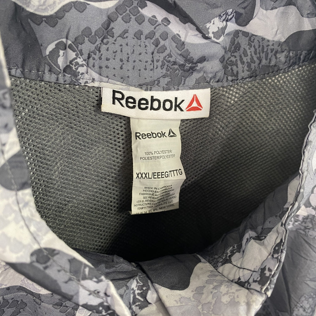 Reebok　リーボック　プルオーバージャケット　ハーフジップ　ワンポイント　カモ　グレー　3Xサイズ
