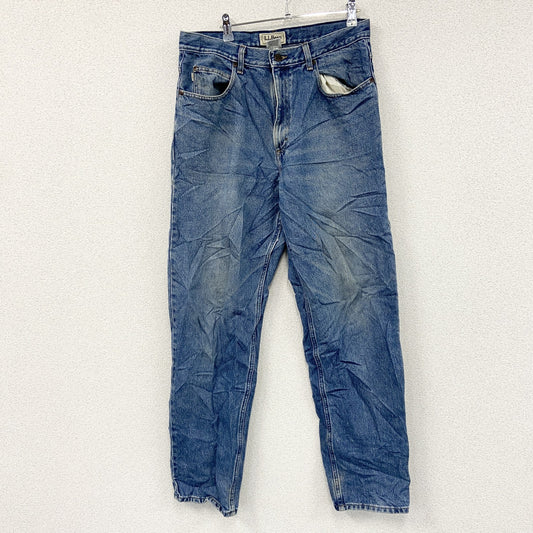 L.L.Bean　エルエルビーン　デニムパンツ/ジーンズ　ジップフライ　革パッチ　縦落ち　インディゴ　W33サイズ