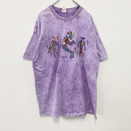 Hanes　ヘインズ　半袖プリントTシャツ　タイダイ柄　紫　パープル　2XLサイズ