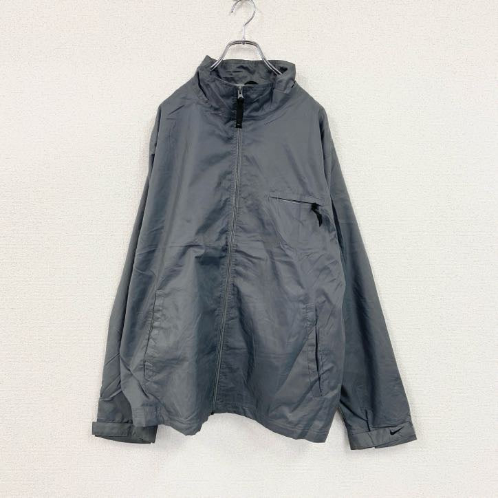 00s　NIKE　ナイキ　フルジップナイロンジャケット　ヴィンテージ　グレー　XLサイズ