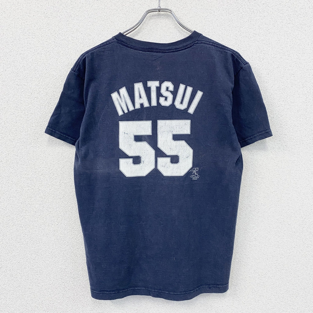 New York Yankees　ニューヨークヤンキース　55　松井秀喜　半袖プリントTシャツ　紺　ネイビー