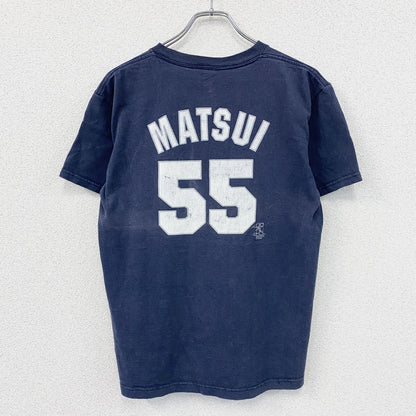 New York Yankees　ニューヨークヤンキース　55　松井秀喜　半袖プリントTシャツ　紺　ネイビー
