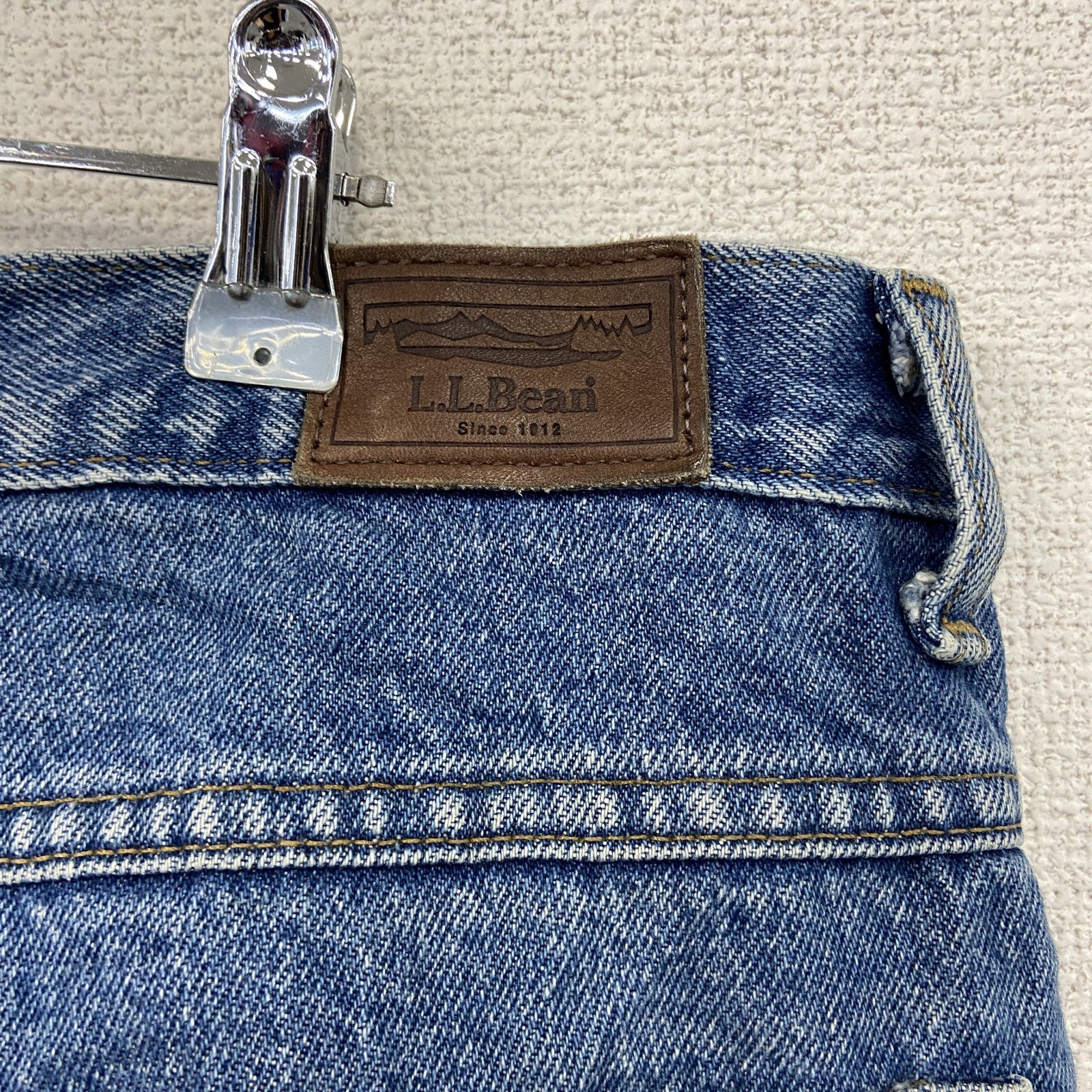 L.L.Bean　エルエルビーン　デニムパンツ/ジーンズ　ジップフライ　革パッチ　縦落ち　インディゴ　W33サイズ