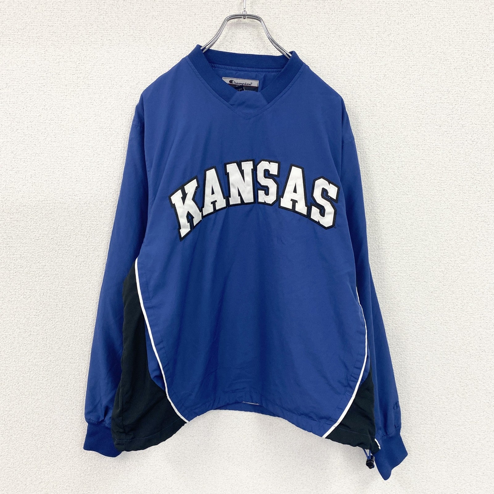 90s　champion　チャンピオン　プルオーバージャケット　ヴィンテージ　カレッジ　青　ブルー　Sサイズ