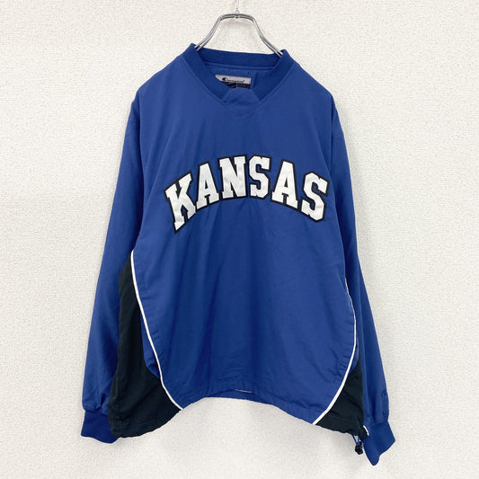 90s　champion　チャンピオン　プルオーバージャケット　ヴィンテージ　カレッジ　青　ブルー　Sサイズ
