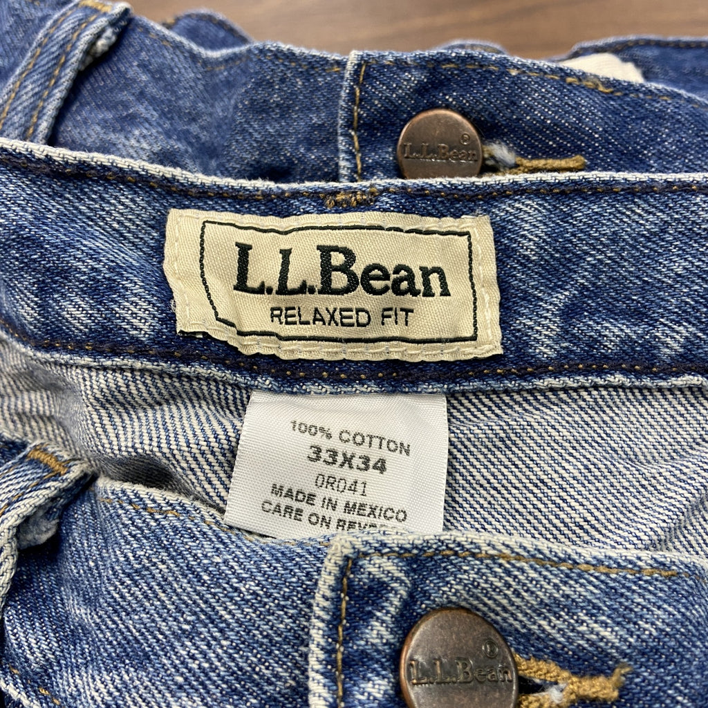 L.L.Bean　エルエルビーン　デニムパンツ/ジーンズ　ジップフライ　革パッチ　縦落ち　インディゴ　W33サイズ