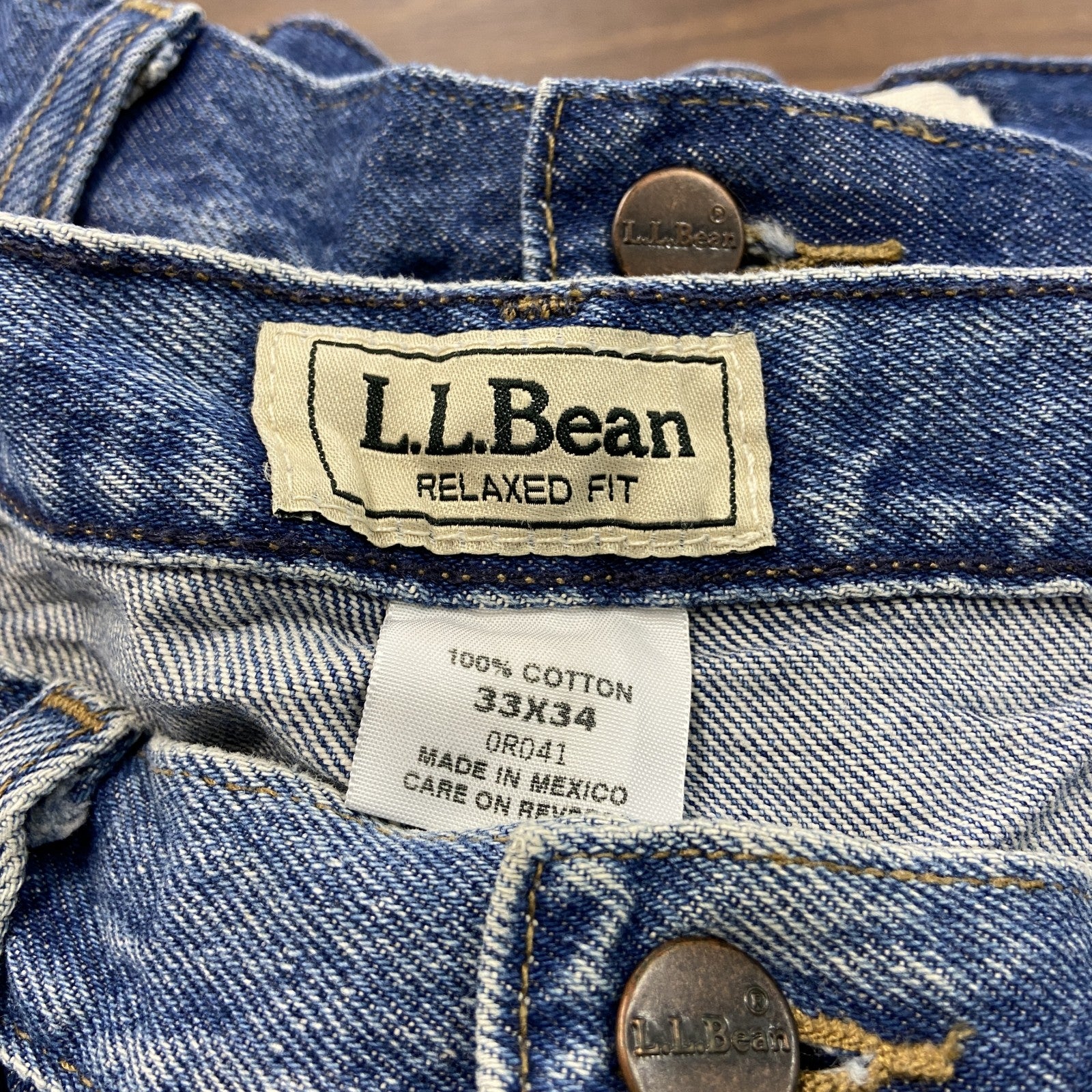 L.L.Bean　エルエルビーン　デニムパンツ/ジーンズ　ジップフライ　革パッチ　縦落ち　インディゴ　W33サイズ
