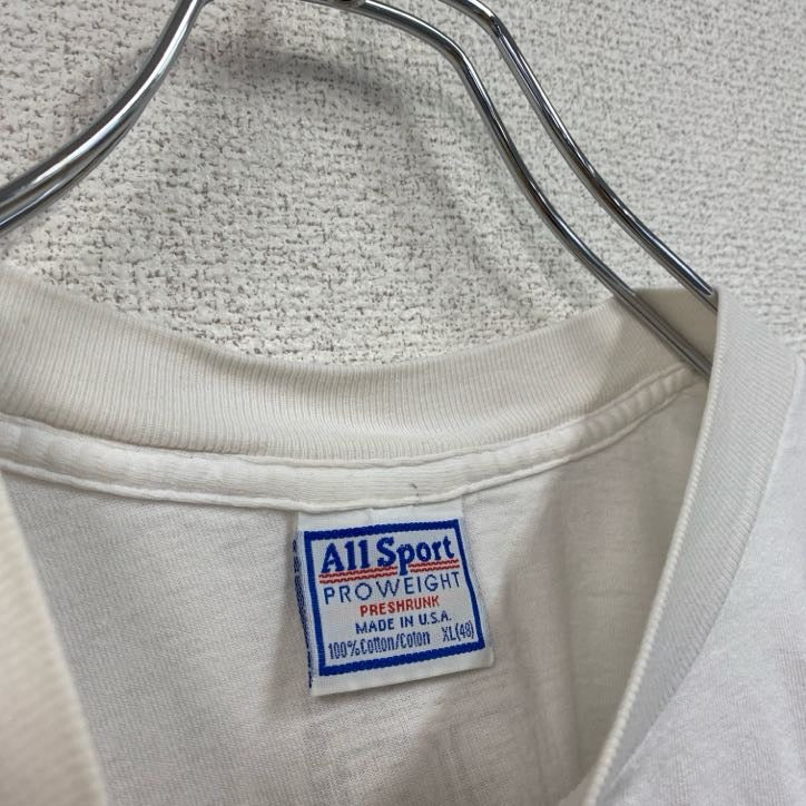 90s　All Sport　半袖プリントTシャツ　ヴィンテージ　シングルステッチ　白　ホワイト　XLサイズ