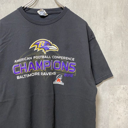 古着 used　NFL　BALTIMORE RAVENS　アメフト　半袖プリントTシャツ　黒　ブラック　スポーツ　Lサイズ