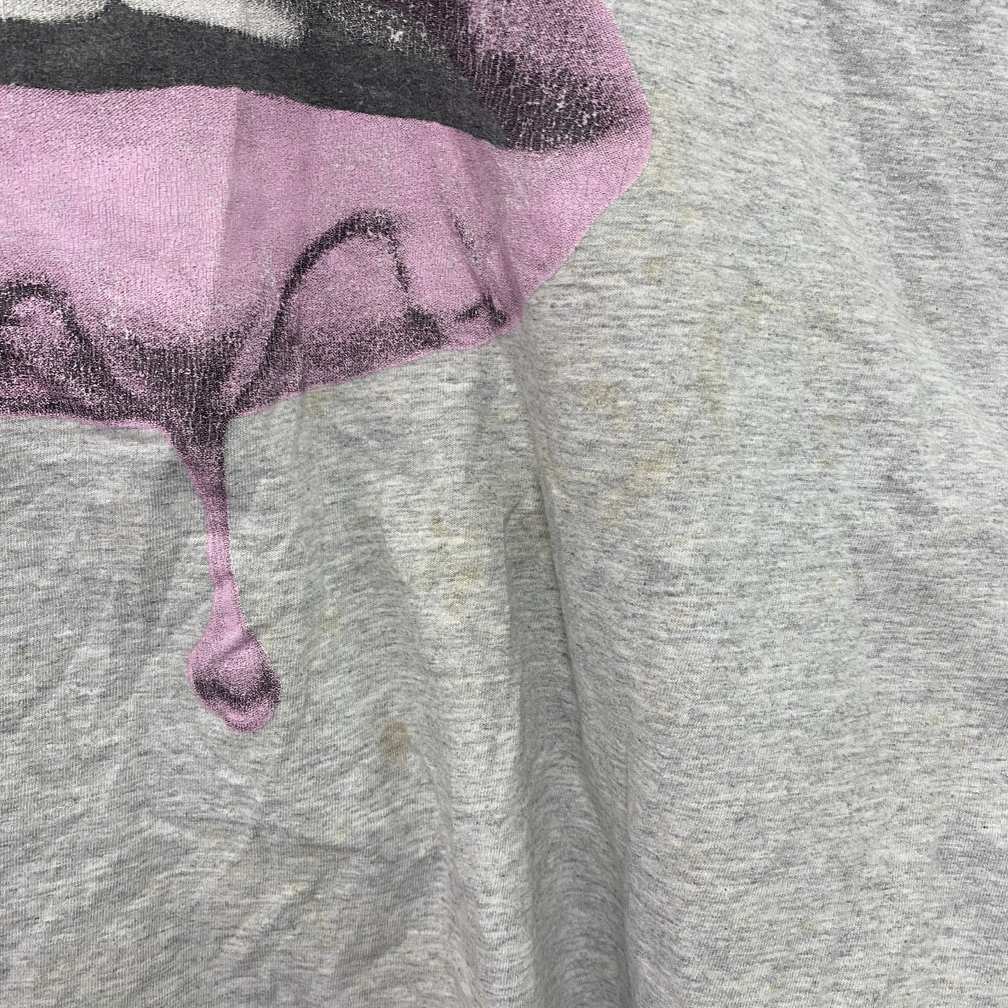 AW　半袖プリントTシャツ　パロディT　唇　灰色　グレー　Lサイズ