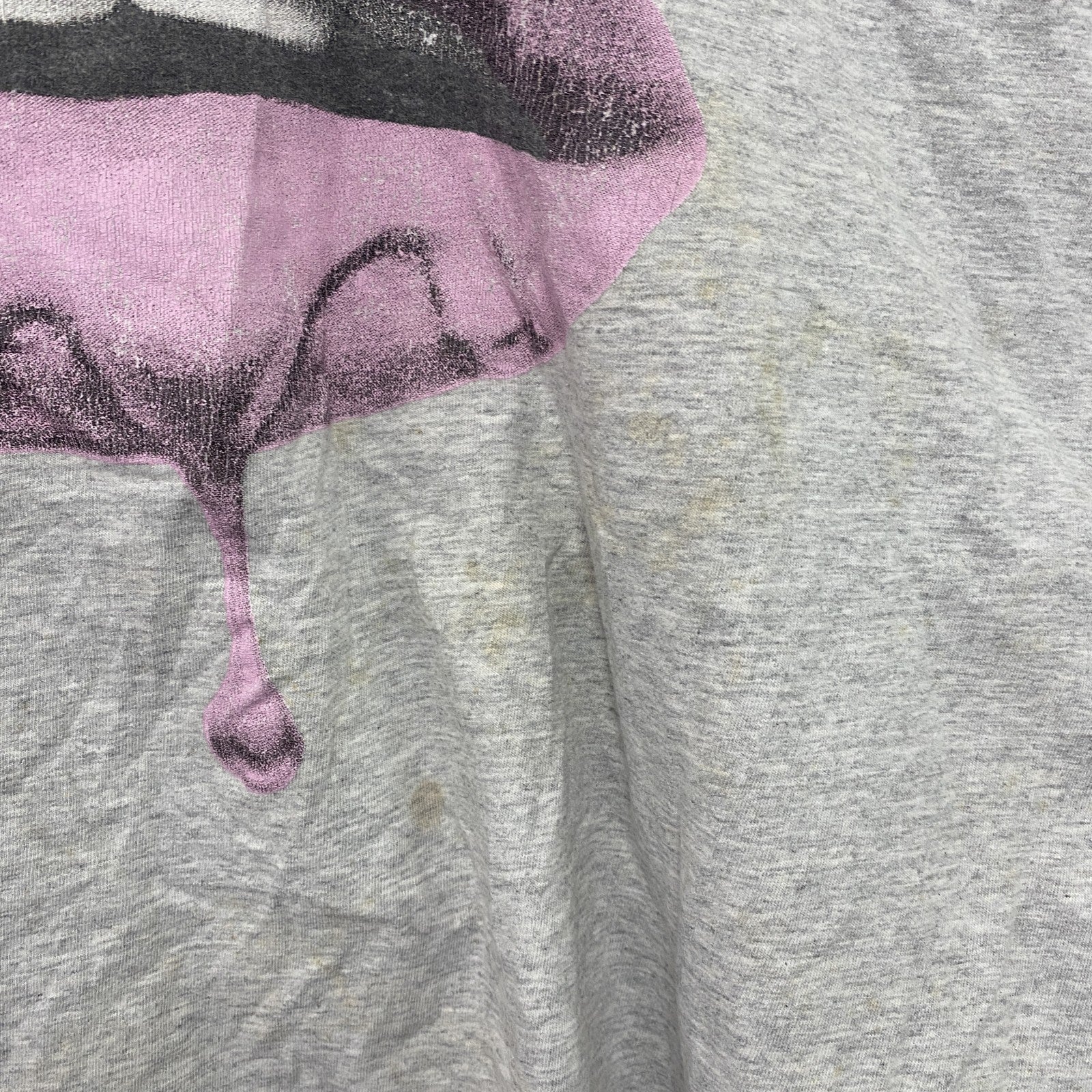 AW　半袖プリントTシャツ　パロディT　唇　灰色　グレー　Lサイズ